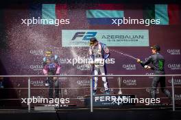 The podium (L to R): Victor Martins (FRA) ART Grand Prix, second; Richard Verschoor (NED) Trident, race winner; Andrea Kimi Antonelli (ITA) Prema Racing, third. 15.09.2024. FIA Formula 2 Championship, Rd 12, Feature Race, Baku, Azerbaijan, Sunday.