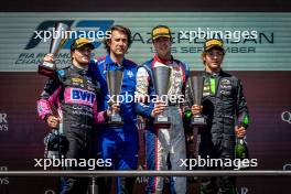 The podium (L to R): Victor Martins (FRA) ART Grand Prix, second; Richard Verschoor (NED) Trident, race winner; Andrea Kimi Antonelli (ITA) Prema Racing, third. 15.09.2024. FIA Formula 2 Championship, Rd 12, Feature Race, Baku, Azerbaijan, Sunday.