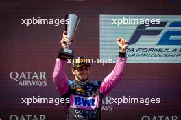 Victor Martins (FRA) ART Grand Prix celebrates his second position on the podium. 15.09.2024. FIA Formula 2 Championship, Rd 12, Feature Race, Baku, Azerbaijan, Sunday.