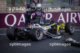 Kush Maini (IND) Invicta Racing crashed out of the race. 15.09.2024. FIA Formula 2 Championship, Rd 12, Feature Race, Baku, Azerbaijan, Sunday.