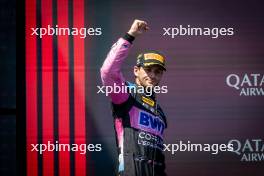 Victor Martins (FRA) ART Grand Prix celebrates his second position on the podium. 15.09.2024. FIA Formula 2 Championship, Rd 12, Feature Race, Baku, Azerbaijan, Sunday.