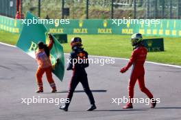 Oliver Bearman (GBR) Prema Racing and Josep Maria Marti (ESP) Campos Racing crash at the start of the race. 28.07.2024. Formula 2 Championship, Rd 10, Feature Race, Spa-Francorchamps, Belgium, Sunday.