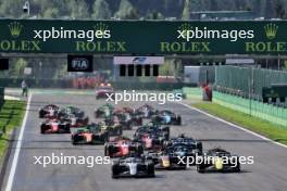 Paul Aron (EST) Hitech Pule-Eight leads at the start of the race. 28.07.2024. Formula 2 Championship, Rd 10, Feature Race, Spa-Francorchamps, Belgium, Sunday.