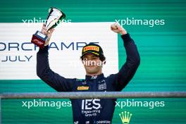 Jak Crawford (USA) Dams celebrates his third position on the podium. 28.07.2024. Formula 2 Championship, Rd 10, Feature Race, Spa-Francorchamps, Belgium, Sunday.