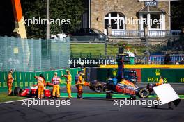 Oliver Bearman (GBR) Prema Racing and Josep Maria Marti (ESP) Campos Racing crashed at the start of the race. 28.07.2024. Formula 2 Championship, Rd 10, Feature Race, Spa-Francorchamps, Belgium, Sunday.