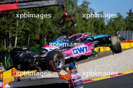 Victor Martins (FRA) ART Grand Prix crashed out of the race. 28.07.2024. Formula 2 Championship, Rd 10, Feature Race, Spa-Francorchamps, Belgium, Sunday.