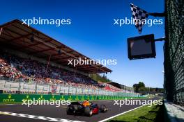 Race winner Isack Hadjar (FRA) Campos Racing takes the chequered flag at the end of the race. 28.07.2024. Formula 2 Championship, Rd 10, Feature Race, Spa-Francorchamps, Belgium, Sunday.