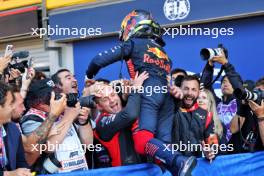 Race winner Isack Hadjar (FRA) Campos Racing celebrates in parc ferme. 28.07.2024. Formula 2 Championship, Rd 10, Feature Race, Spa-Francorchamps, Belgium, Sunday.