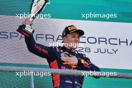 Race winner Isack Hadjar (FRA) Campos Racing celebrates on the podium. 28.07.2024. Formula 2 Championship, Rd 10, Feature Race, Spa-Francorchamps, Belgium, Sunday.