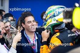 Gabriel Bortoleto (BRA) Invicta Racing celebrates his second position in parc ferme. 28.07.2024. Formula 2 Championship, Rd 10, Feature Race, Spa-Francorchamps, Belgium, Sunday.