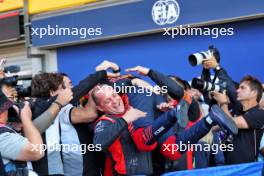 Race winner Isack Hadjar (FRA) Campos Racing celebrates in parc ferme. 28.07.2024. Formula 2 Championship, Rd 10, Feature Race, Spa-Francorchamps, Belgium, Sunday.