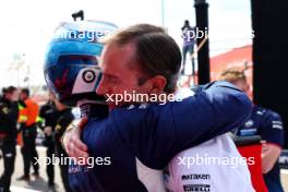 (L to R): Race winner Luke Browning (GBR) Hitech Pulse-Eight celebrates with James Matthews (GBR) Eden Rock Group CEO - Williams Racing Board Member in parc ferme. 02.03.2024. FIA Formula 2 Championship, Rd 1, Feature Race, Sakhir, Bahrain, Saturday.