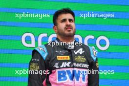 Second placed Kush Maini (IND) Invicta Racing on the podium. 22.06.2024. FIA Formula 2 Championship, Rd 6, Sprint Race, Barcelona, Spain, Saturday.
