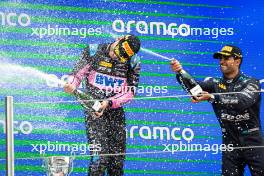 Race winner Victor Martins (FRA) ART Grand Prix celebrates on the podium. 22.06.2024. FIA Formula 2 Championship, Rd 6, Sprint Race, Barcelona, Spain, Saturday.