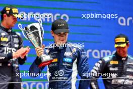 Franco Colapinto (ARG) MP Motorsport celebrates his second position on the podium. 23.06.2024. FIA Formula 2 Championship, Rd 6, Feature Race, Barcelona, Spain, Sunday.