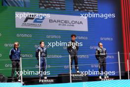 The podium (L to R): Franco Colapinto (ARG) MP Motorsport, second; Jak Crawford (USA) Dams, race winner; Juan Manuel Correa (USA) Dams, third. 23.06.2024. FIA Formula 2 Championship, Rd 6, Feature Race, Barcelona, Spain, Sunday.