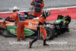 Dennis Hauger (DEN) MP Motorsport crashed at the start of the race. 23.06.2024. FIA Formula 2 Championship, Rd 6, Feature Race, Barcelona, Spain, Sunday.