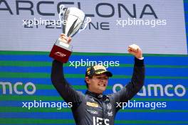 Race winner Jak Crawford (USA) Dams celebrates on the podium. 23.06.2024. FIA Formula 2 Championship, Rd 6, Feature Race, Barcelona, Spain, Sunday.