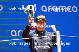 Juan Manuel Correa (USA) Dams celebrates his third position on the podium. 23.06.2024. FIA Formula 2 Championship, Rd 6, Feature Race, Barcelona, Spain, Sunday.