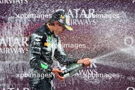 Race winner Andrea Kimi Antonelli (ITA) Prema Racing celebrates on the podium. 06.07.2024. FIA Formula 2 Championship, Rd 8, Sprint Race, Silverstone, England, Saturday.