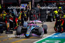 Victor Martins (FRA) ART Grand Prix makes a pit stop. 07.07.2024. FIA Formula 2 Championship, Rd 8, Feature Race, Silverstone, England, Sunday.