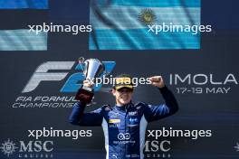 Race winner Franco Colapinto (ARG) MP Motorsport celebrates on the podium. 18.05.2024. FIA Formula 2 Championship, Rd 4, Sprint Race, Imola, Italy, Saturday.