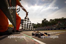 Race winner Isack Hadjar (FRA) Campos Racing takes the chequered flag at the end of the race. 19.05.2024. FIA Formula 2 Championship, Rd 4, Feature Race, Imola, Italy, Sunday.