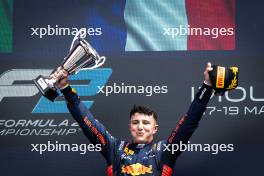 Race winner Isack Hadjar (FRA) Campos Racing celebrates on the podium. 19.05.2024. FIA Formula 2 Championship, Rd 4, Feature Race, Imola, Italy, Sunday.