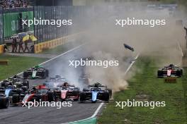 Andrea Kimi Antonelli (ITA) Prema Racing crashes at the start of the race. 31.08.2024. Formula 2 Championship, Rd 11, Sprint Race, Monza, Italy, Saturday.