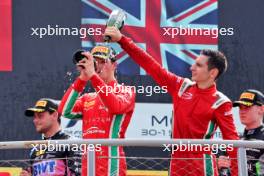 Race winner Oliver Bearman (GBR) Prema Racing celebrates on the podium. 31.08.2024. Formula 2 Championship, Rd 11, Sprint Race, Monza, Italy, Saturday.