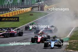 Andrea Kimi Antonelli (ITA) Prema Racing crashes with Zak O'Sullivan (GBR) ART Grand Prix at the start of the race. 31.08.2024. Formula 2 Championship, Rd 11, Sprint Race, Monza, Italy, Saturday.