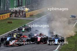 Andrea Kimi Antonelli (ITA) Prema Racing crashes at the start of the race. 31.08.2024. Formula 2 Championship, Rd 11, Sprint Race, Monza, Italy, Saturday.