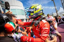 Race winner Oliver Bearman (GBR) Prema Racing celebrates in parc ferme. 31.08.2024. Formula 2 Championship, Rd 11, Sprint Race, Monza, Italy, Saturday.