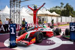 Race winner Oliver Bearman (GBR) Prema Racing celebrates in parc ferme. 31.08.2024. Formula 2 Championship, Rd 11, Sprint Race, Monza, Italy, Saturday.