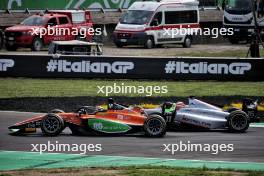 Dennis Hauger (DEN) MP Motorsport and Amaury Cordeel (BEL) Hitech Pule-Eight battle for position. 31.08.2024. Formula 2 Championship, Rd 11, Sprint Race, Monza, Italy, Saturday.