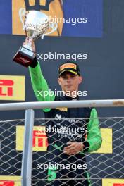 Zane Maloney (BRB) Rodin Motorsport celebrates his second position on the podium. 01.09.2024. Formula 2 Championship, Rd 11, Feature Race, Monza, Italy, Sunday.