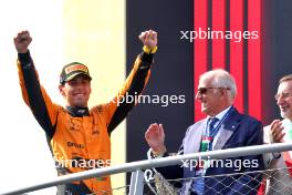 Race winner Gabriel Bortoleto (BRA) Invicta Racing celebrates on the podium. 01.09.2024. Formula 2 Championship, Rd 11, Feature Race, Monza, Italy, Sunday.