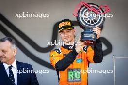 Dennis Hauger (DEN) MP Motorsport celebrates his third position on the podium. 25.05.2024. FIA Formula 2 Championship, Rd 5, Monte Carlo, Monaco, Sprint Race, Saturday.