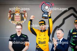 Gabriel Bortoleto (BRA) Invicta Racing celebrates his second position on the podium. 25.05.2024. FIA Formula 2 Championship, Rd 5, Monte Carlo, Monaco, Sprint Race, Saturday.