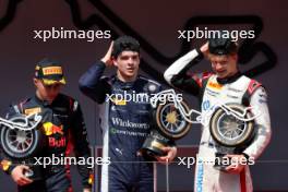 The podium (L to R): Isack Hadjar (FRA) Campos Racing, second; Zak O'Sullivan (GBR) ART Grand Prix, race winner; Paul Aron (EST) Hitech Pule-Eight, third. 26.05.2024. FIA Formula 2 Championship, Rd 5, Monte Carlo, Monaco, Feature Race, Sunday.