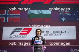 Race winner Nikola Tsolov (BGR) ART Grand Prix celebrates on the podium. 29.06.2024. FIA Formula 3 Championship, Rd 6, Sprint Race, Spielberg, Austria, Saturday.
