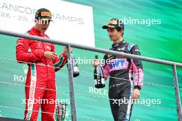 Gabriele Mini (ITA) Prema Racing (Right) celebrates his second position on the podium with race winner Dino Beganovic (SWE) Prema Racing. 27.07.2024. Formula 3 Championship, Rd 9, Sprint Race, Spa-Francorchamps, Belgium, Saturday.