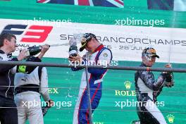 The podium (L to R): Sebastian Montoya (COL) Campos Racing, second; Callum Voisin (GBR) Rodin Motorsport, race winner; Leonardo Fornaroli (ITA) Trident, third. 28.07.2024. Formula 3 Championship, Rd 9, Feature Race, Spa-Francorchamps, Belgium, Sunday.