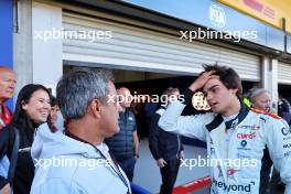 Second placed Sebastian Montoya (COL) Campos Racing (Right) in parc ferme with his father Juan Pablo Montoya (COL). 28.07.2024. Formula 3 Championship, Rd 9, Feature Race, Spa-Francorchamps, Belgium, Sunday.