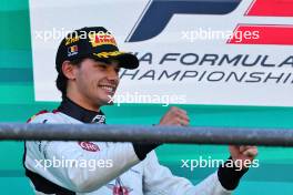 Sebastian Montoya (COL) Campos Racing celebrates his second position on the podium. 28.07.2024. Formula 3 Championship, Rd 9, Feature Race, Spa-Francorchamps, Belgium, Sunday.