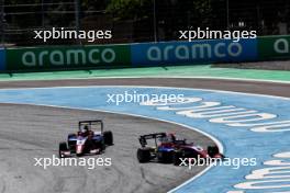 Sami Meguetounif (FRA) Trident and Santiago Ramos (MEX) Trident collide. 22.06.2024. FIA Formula 3 Championship, Rd 5, Sprint Race, Barcelona, Spain, Saturday.