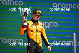Alexander Dunne (IRE) MP Motorsport celebrates his second position on the podium. 22.06.2024. FIA Formula 3 Championship, Rd 5, Sprint Race, Barcelona, Spain, Saturday.