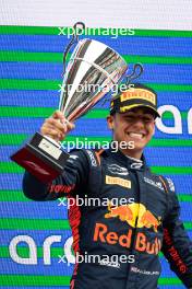 Race winner Arvid Lindblad (GBR) Prema Racing celebrates on the podium. 23.06.2024. FIA Formula 3 Championship, Rd 5, Feature Race, Barcelona, Spain, Sunday.