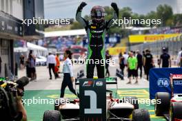 Race winner Nikita Bedrin (ITA) AIX Racing celebrates in parc ferme. 20.07.2024. FIA Formula 3 Championship, Rd 8, Sprint Race, Budapest, Hungary, Saturday.