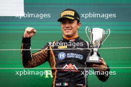 Noel Leon (MEX) Van Amersfoort Racing celebrates his third position on the podium. 21.07.2024. FIA Formula 3 Championship, Rd 8, Feature Race, Budapest, Hungary, Sunday.